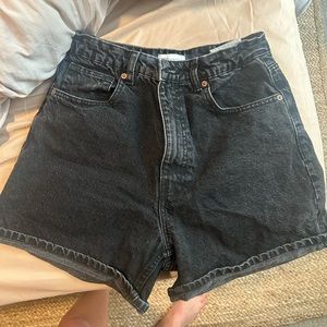 Black high waisted dad shorts